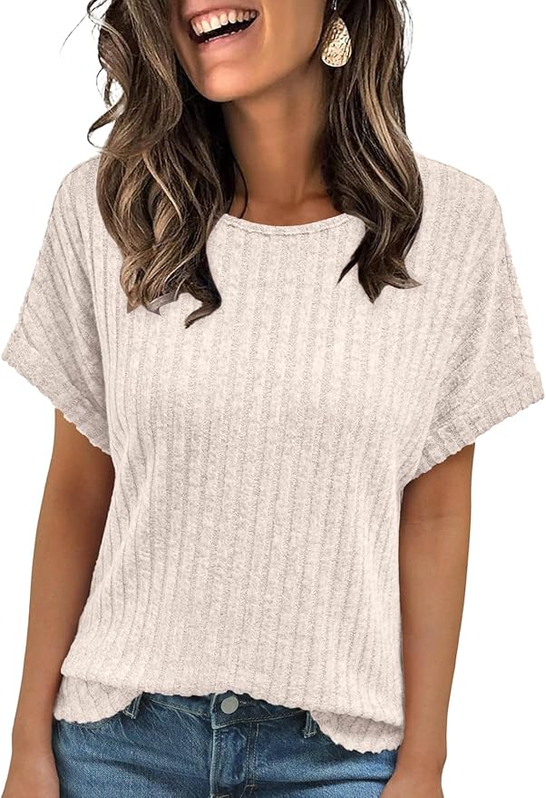 Women Shirts Fall Sweaters Regular Fit Short Sleeve Tunic Tops Dressy Casual Business Blouses